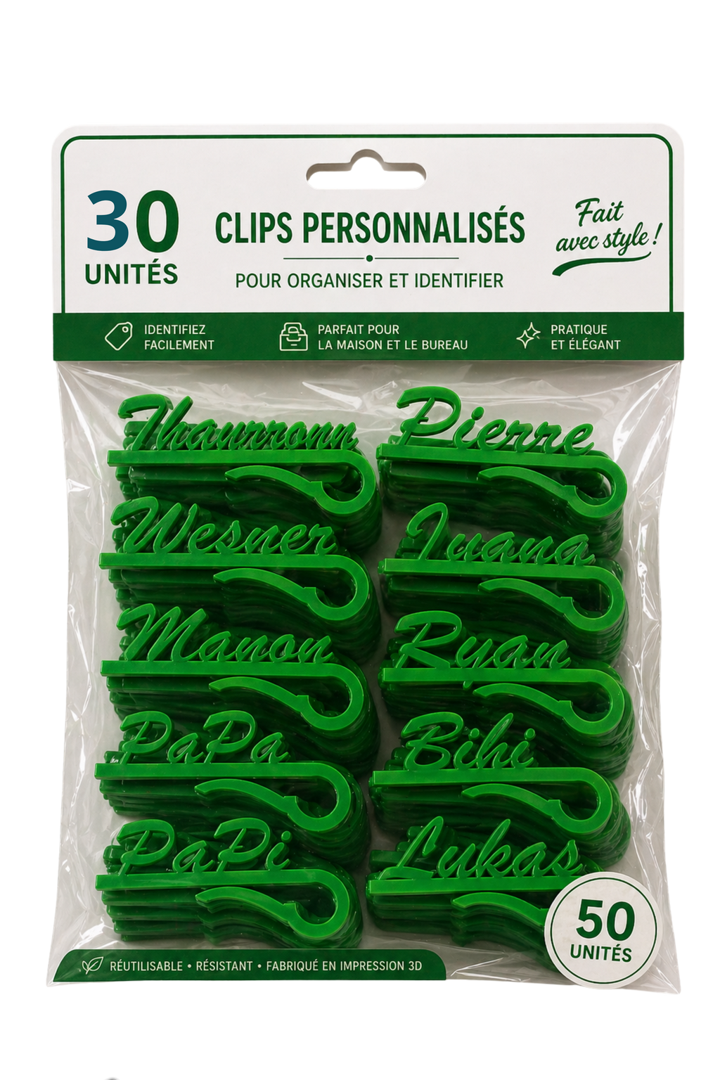 LOT de 30 CLIP-VERRE PERSONNALISÉ