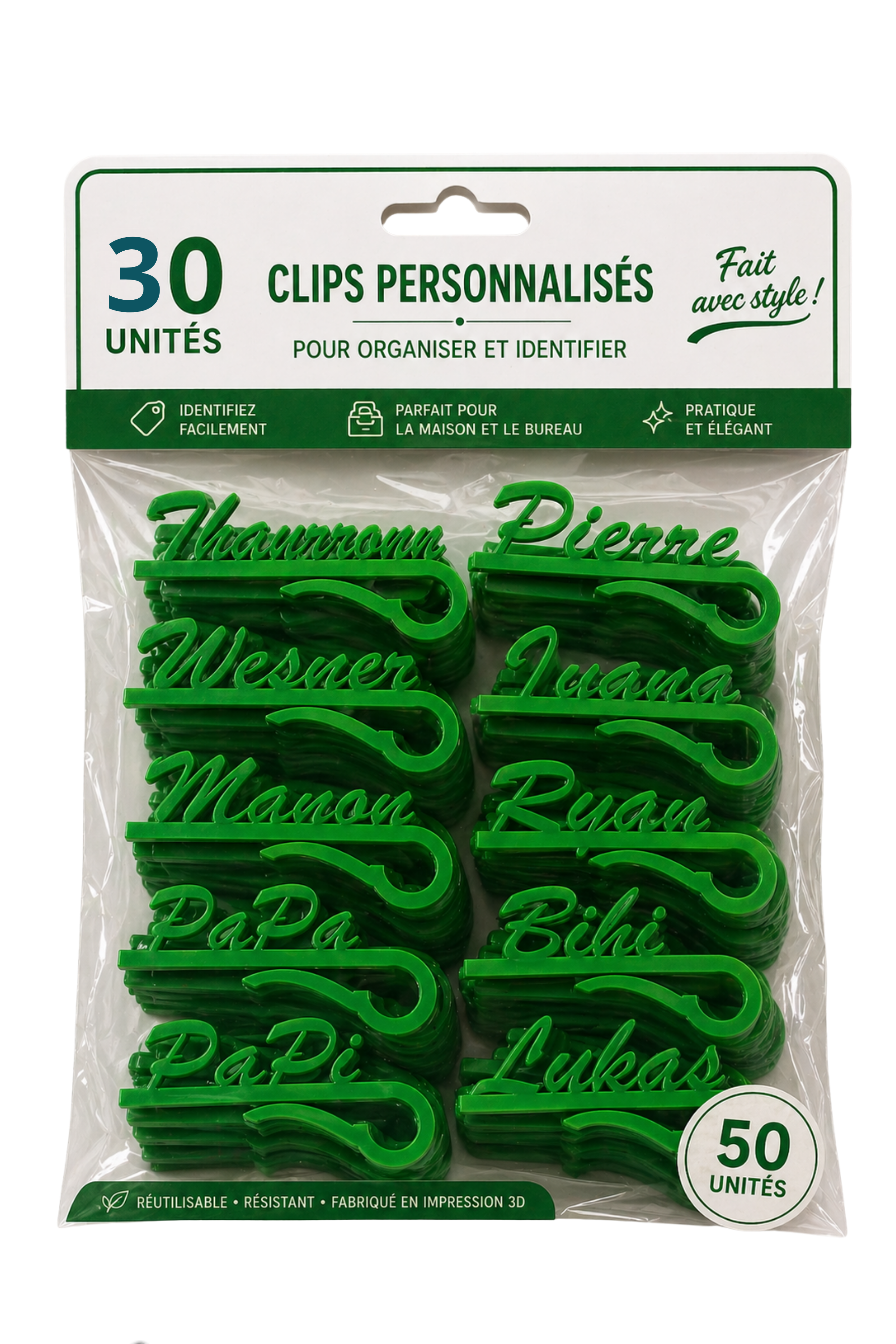 LOT de 30 CLIP-VERRE PERSONNALISÉ