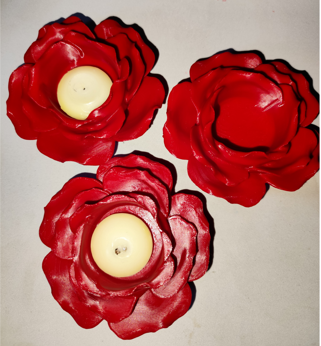 LOT de 3 BOUGEOIRS ROUGE